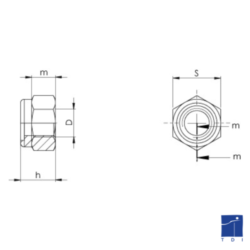 Ecrou hexagonal autofreiné (anneau non metallique) ISO 7040 M30 X 3.50 inox A4-80 Stanal