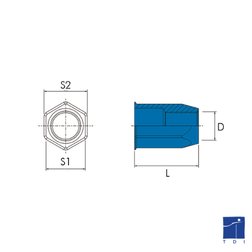 ШЕСТОЪГЪЛНА ГАЙКА С НАМАЛЕНА ГЛАВА И ОТВОРЕНО ДЪНО M12 (1.0/4.0) REF - 0311201216 BRALO ©