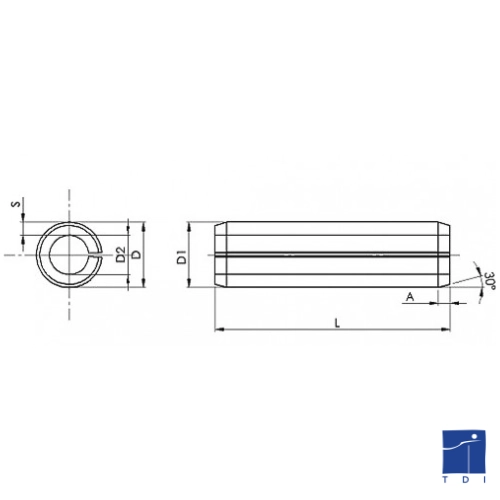 Куха цилиндрична пружина DIN 1481 10mm X 100mm стомана