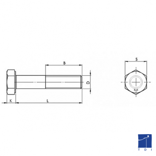 Vis tête hexagonale entièrement filetée ISO 4017 M4 X 0.70 X 16mm cl.8.8