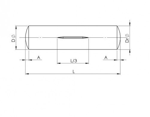 Щифт с жлеб с централен жлеб на една трета от дължината ISO 8742 3mm X 16mm стомана S250