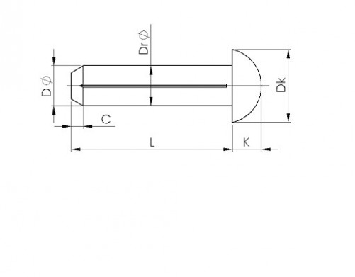 Кръгла глава със скосена точка ISO 8746 1,6 mm X 5 mm мека стомана XC10