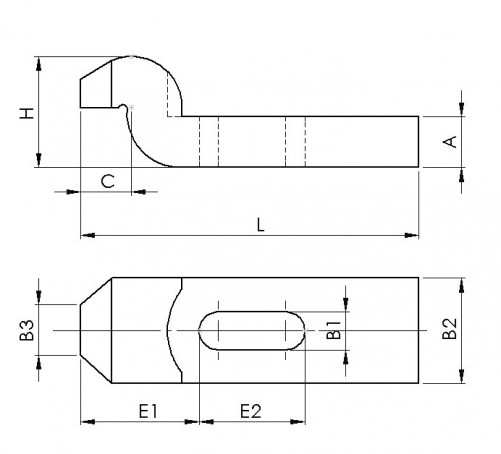 Единичен правоъгълен фланец DIN 6316 6,6 mm X 60 mm стомана REF 71027