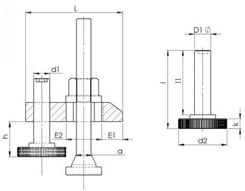 Прав фланец с резба за регулиране 10mm X 80mm стомана