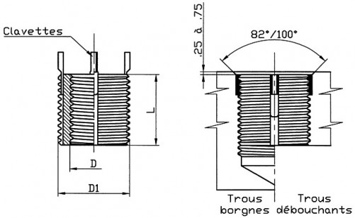 Ключова вложка от подсилена серия M10 X 1,25 Стомана