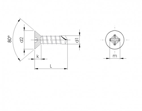 Самопробивен винт с потънала глава Phillips DIN 7504P M4.8 X 22mm закалена стомана, бяло поцинкована