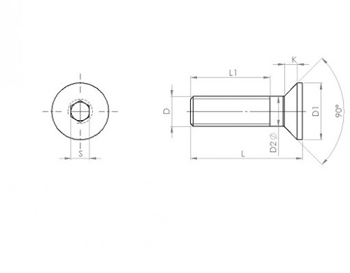 ISO 10642 M5 X 0,80 X 35mm кл.12.9 Винт с шестостенна глава HOLO-KROME® с потънала глава