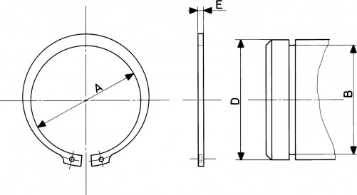 Външни пръстени DIN 471 155mm стомана XC75 фосфатирана