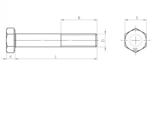Винт с шестостенна глава с частична резба DIN 960 M12 X 1,25 X 60mm кл.10.9